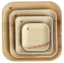 Load image into Gallery viewer, Palm Leaf Plates Square Dinner ALL SIZES Plates 4"-10" Inch (Set of 100/50/25) - GMD Boutique