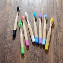 Load image into Gallery viewer, 10 Eco Friendly Bamboo Kids Toothbrushes - Soft Bristle, Cylindrical Handle - GMD Boutique