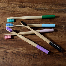 Load image into Gallery viewer, 10 Eco Friendly Bamboo Adult Toothbrushes - Soft Bristle, Cylindrical Handle - GMD Boutique