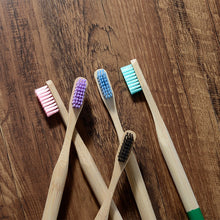 Load image into Gallery viewer, 10 Eco Friendly Bamboo Adult Toothbrushes - Soft Bristle, Cylindrical Handle - GMD Boutique