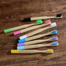 Load image into Gallery viewer, 10 Eco Friendly Bamboo Kids Toothbrushes - Soft Bristle, Cylindrical Handle - GMD Boutique