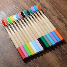 Load image into Gallery viewer, 10 Eco Friendly Bamboo Adult Toothbrushes - Soft Bristle, Cylindrical Handle - GMD Boutique