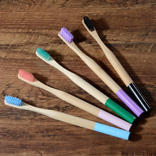 Load image into Gallery viewer, 10 Eco Friendly Bamboo Adult Toothbrushes - Soft Bristle, Cylindrical Handle - GMD Boutique