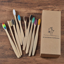 Load image into Gallery viewer, 10 Eco Friendly Bamboo Adult Toothbrushes - Soft Bristle - GMD Boutique