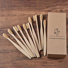 Load image into Gallery viewer, 10 Eco Friendly Bamboo Adult Toothbrushes - Soft Bristle - GMD Boutique