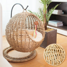 Load image into Gallery viewer, Handmade Woven Hanging Round Cat Rattan with Soft Cushion - GMD Boutique