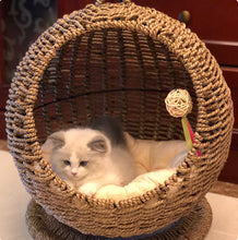 Load image into Gallery viewer, Handmade Woven Hanging Round Cat Rattan with Soft Cushion - GMD Boutique