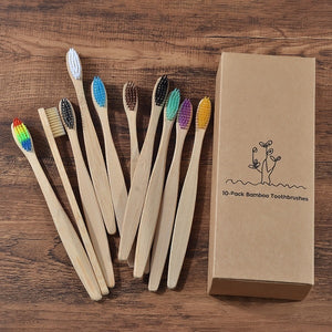 10 Eco Friendly Bamboo Adult Toothbrushes - Soft Bristle - GMD Boutique