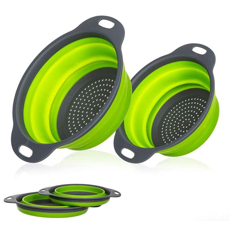 2 Foldable Silicone Non-Toxic Strainers With Grips - GMD Boutique