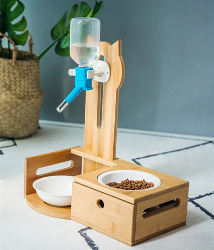 Handmade Wooden Automatic Water Dispenser For Cats or Dogs with Bowls - GMD Boutique